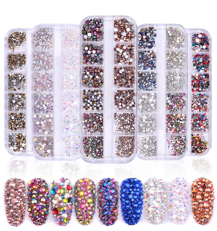 

12 boxes / set of 3D Glitter Nail Art Decoration Beauty AB Crystal Rhinestone Diamond Gem