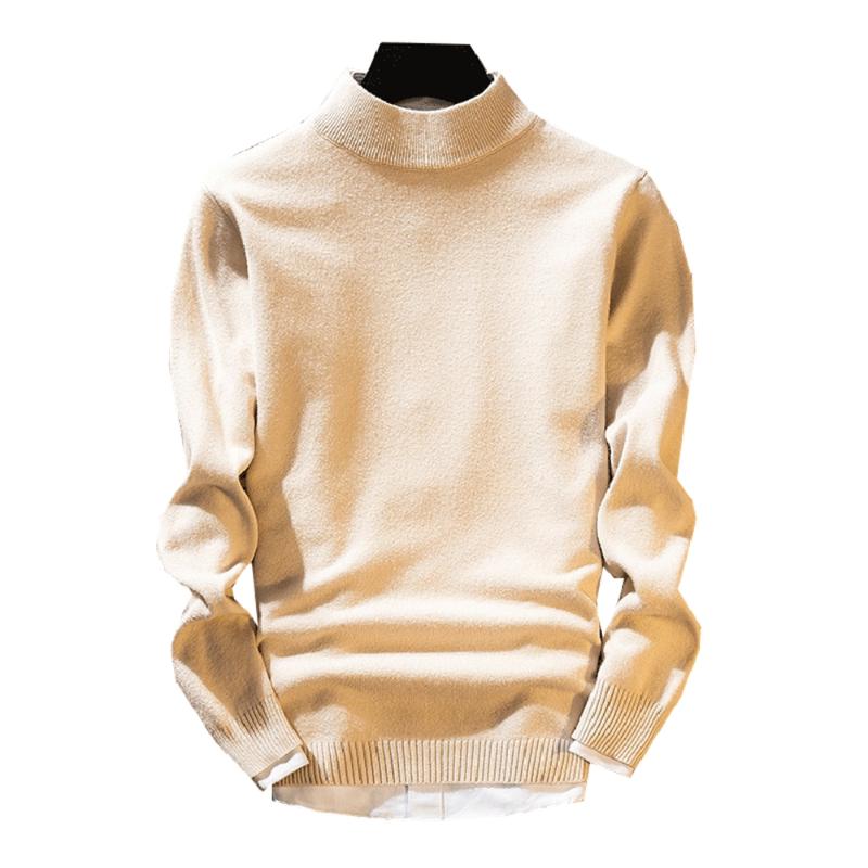

Sweater Men 2020 Autumn Winter New Fashion Casual Men Solid Color Half Turtleneck Youth Vitality Pullover Slim Sweater, Apricot