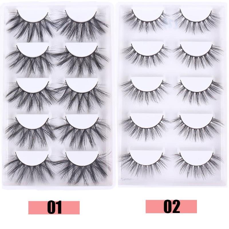 

5 Pairs 3D Faux Mink Hair False Eyelashes Fluffy Wispy Natural Long Lashes Handmade Cruelty-free Eyelashes Extension Beauty Tool