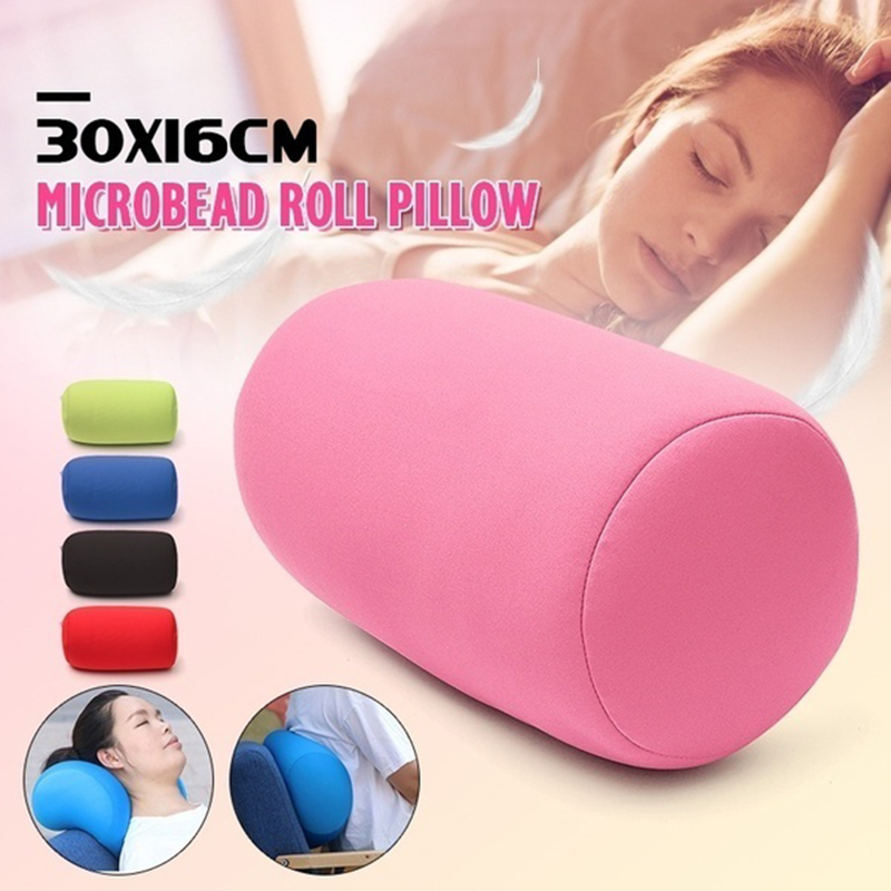 

30x16cm Microbead Roll Cushion Neck Waist Head Support Pillow Back Soft Cushion Car Neck Home Sleeping Simulation stake pillows