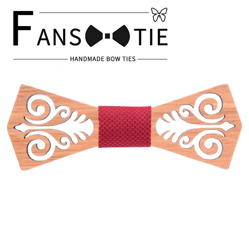 

British gentleman Fashion Wooden Bow Tie Red Black Plaid Hollow Carved Handmade Wood Bowtie For Men Wedding Novelty Neck Ties