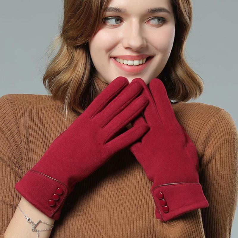 

Women Winter Gloves Windproof Wrist Solid Warm Gloves Winter Mittens Fit Driving Ski Guantes Mujer Invierno #4B23