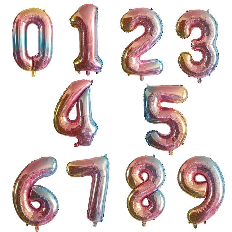 

1 2 3 4 5 6 7 8 9 Foil Balloons Numbers Helium Balloon Rainbow Wedding Happy Birthday Party Decorations Kids Baby Shower