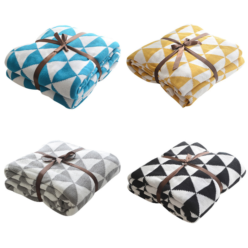 

Triangle Pattern Cotton Double-layer Throw Blanket Sleeping Cover For Sofa Bed Car Chair Home Textlie Supplies