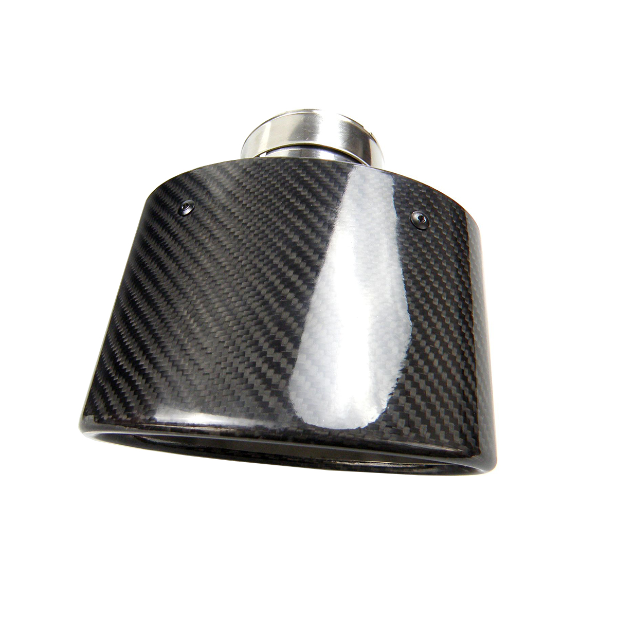 

Universal Oval No logo Carbon Fiber Car black Exhaust Pipe Muffler Tip Glossy Black Carbon Fiber Curly Edge