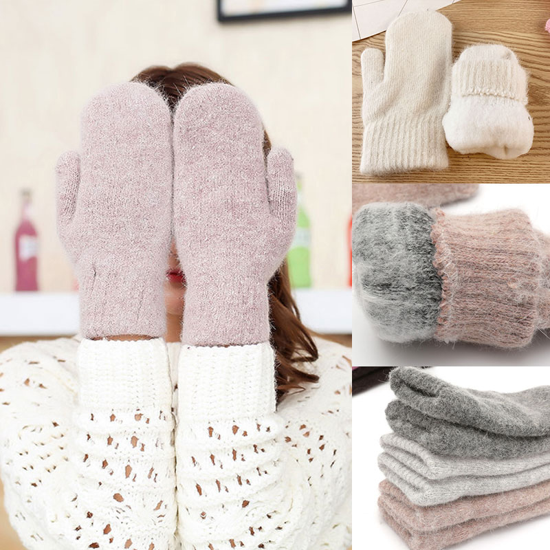 

Gloves Women Finger-less Solid Wool Plus Velvet Thickening Womens Glove Simple All-match Winter Warm Lovely Korean Style