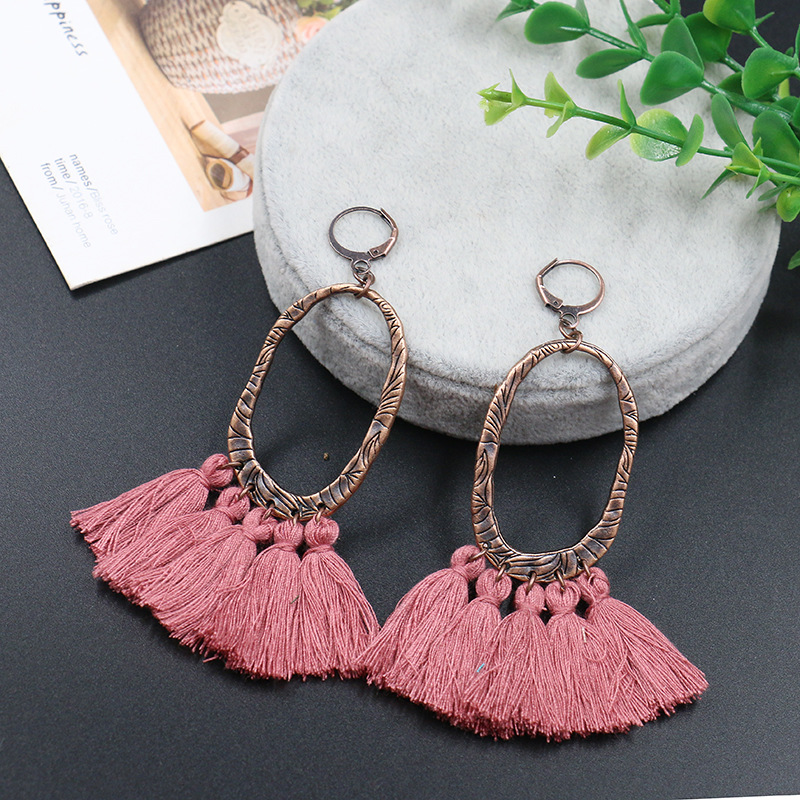 

Bohemia New Long Pendant Hoop Earrings Vintage Geometric Tassel Earrings for Women Party Fashion Jewelry Pendientes Oorbellen