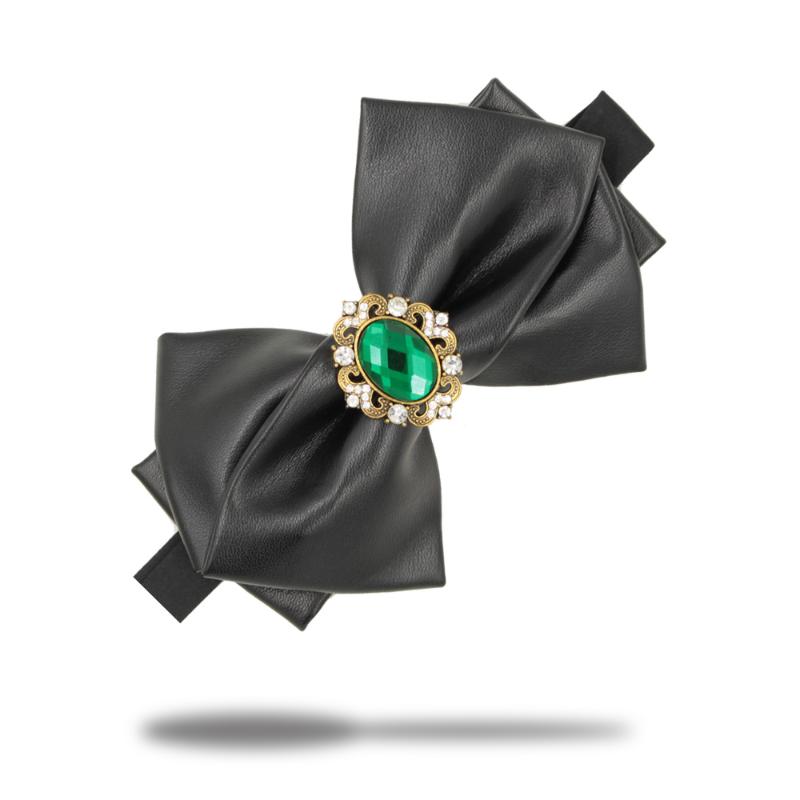 

Gift Box Packed Fashion Men Women PU Synthetic Leather Rhinestone Bow ties Cravat For Men Butterfly Black Wedding Party bowtie