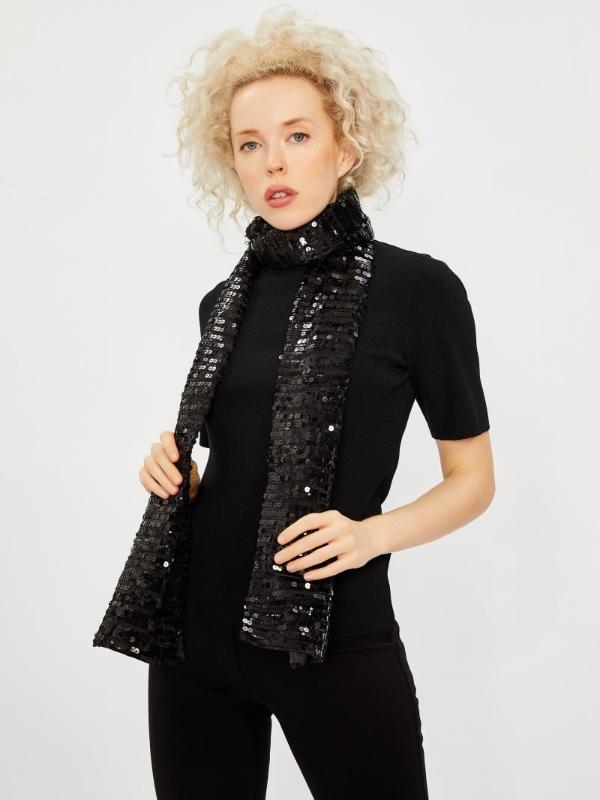 

Vekem Woman TAIANE SCARF Black Sequins Sequined Scarfs 2020 Collection Limited Edition Design