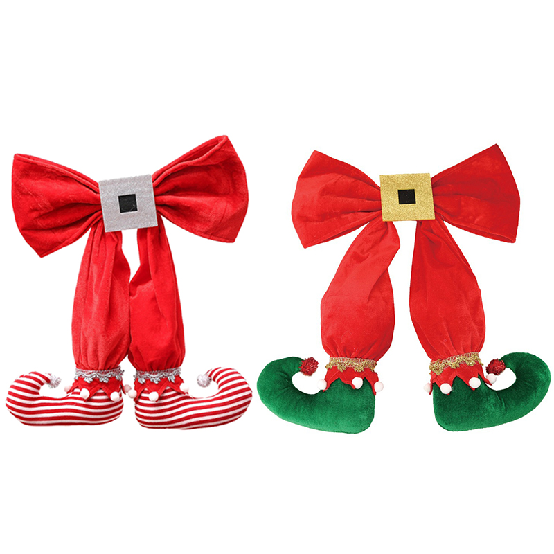

Elf Foot Hanging Christmas Tree Bow Elf Boots Pendant Hotel Atmosphere Layout for New Year Party Scenes Arrangement