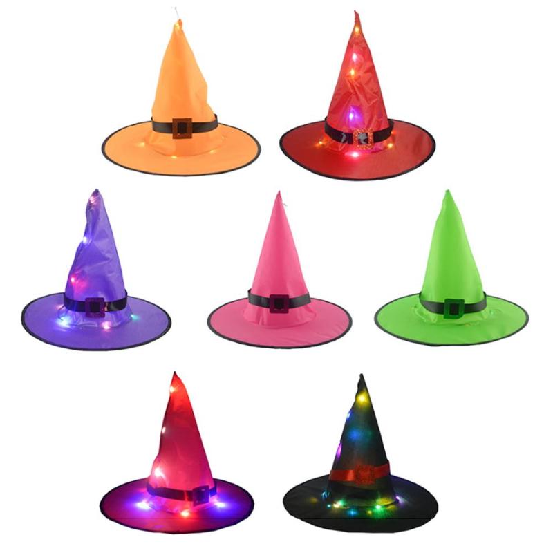

Halloween Costume Lights Witch Hat Glowing Hat LED Christmas New Year Decoration Halloween Decoration Beautiful Color Festival