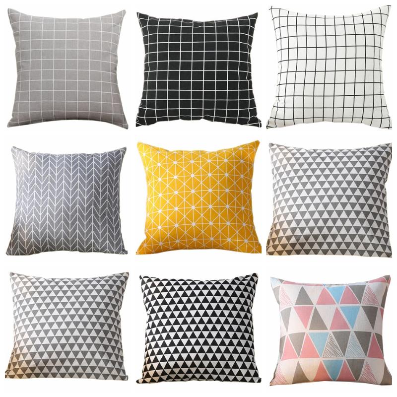 

Pillow Case Yellow Black White Geometric Polyester Sofa Decorative Cushion Cover Pillowcase Home Decor 45x45cm 40x40cm, 01