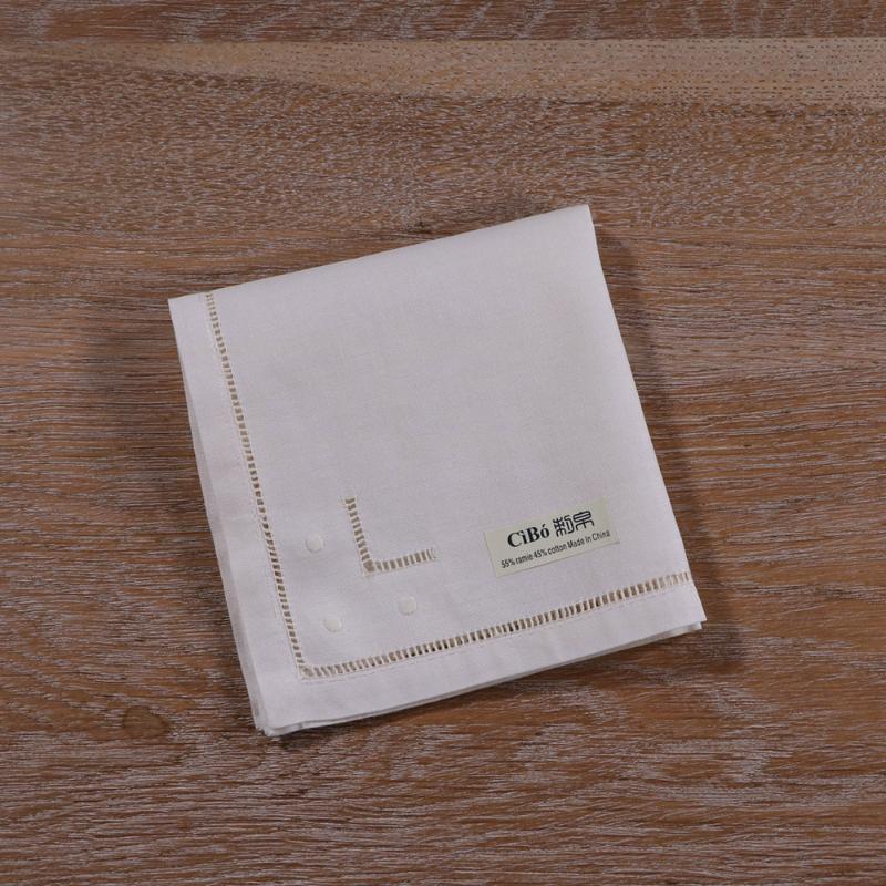 

Table Napkin N026 : 12 Pieces Ladder Hemstitch Dinner Napkins Ramie Cotton Cloth Beige