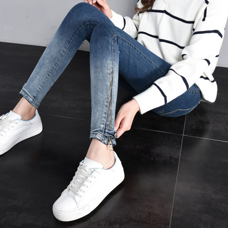 

Women Black Jeans High Waist Jeans Stretch Female Washed Denim Skinny Pencil Pants High Elastic Plus Size