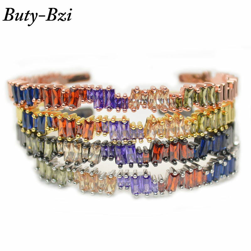 

Inlaid Briolette CZ Beads Plating Metal Copper Multi Colors Fragments Bracelet Bangle Length Adjustable Party Aulic Jewelry Gift