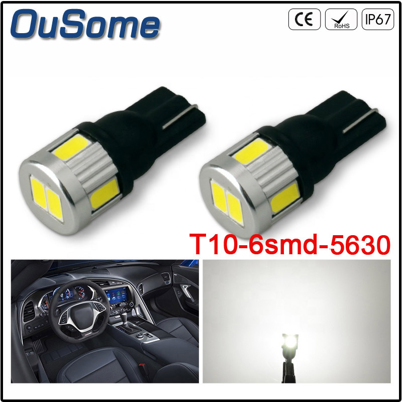 

6000K White 6SMD LED W5W T10 194 168 Led Parking Bulb Auto Wedge Clearance Lamp Bright License Light Bulbs, As pic