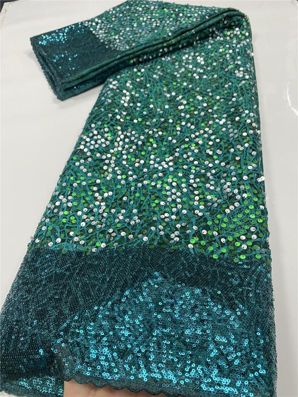 

Green African Lace Fabric 2020 High Quality Lace Material Nigerian French Fabrics With Sequins For Wedding Dress YA3509B-2