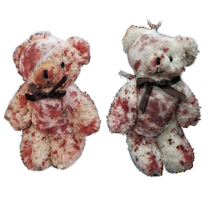 

Punk Bloody Plush Bear Keychain Halloween Injured Animal Bear Doll Key Ring Bags Pendant Creative Fashion Cool Jewelry