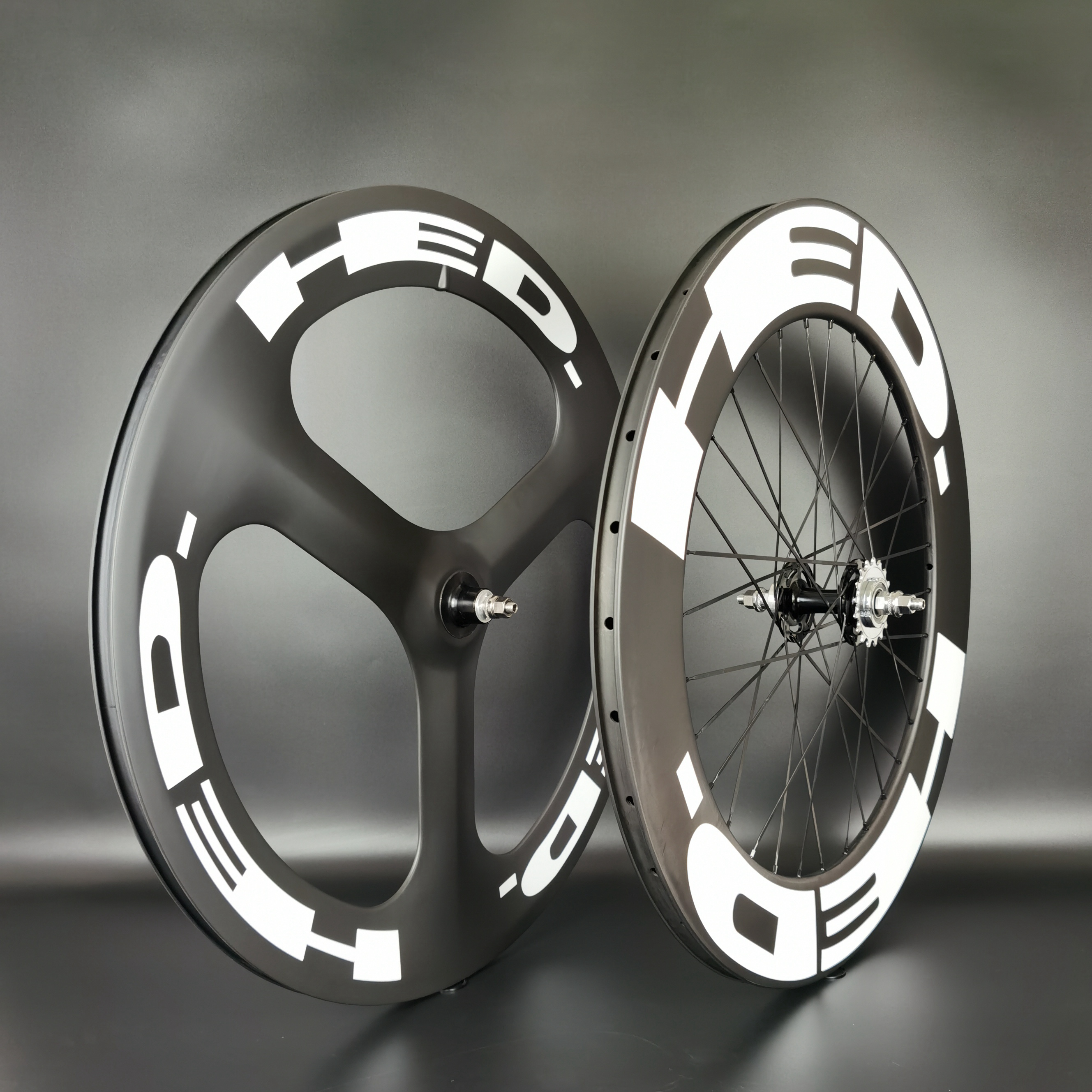 

HED 700C carbon wheels front tri-spoke rear 88mm wheel track/rod bicycle wheelset clincher/tuabular carbon wheels with UD matte finish