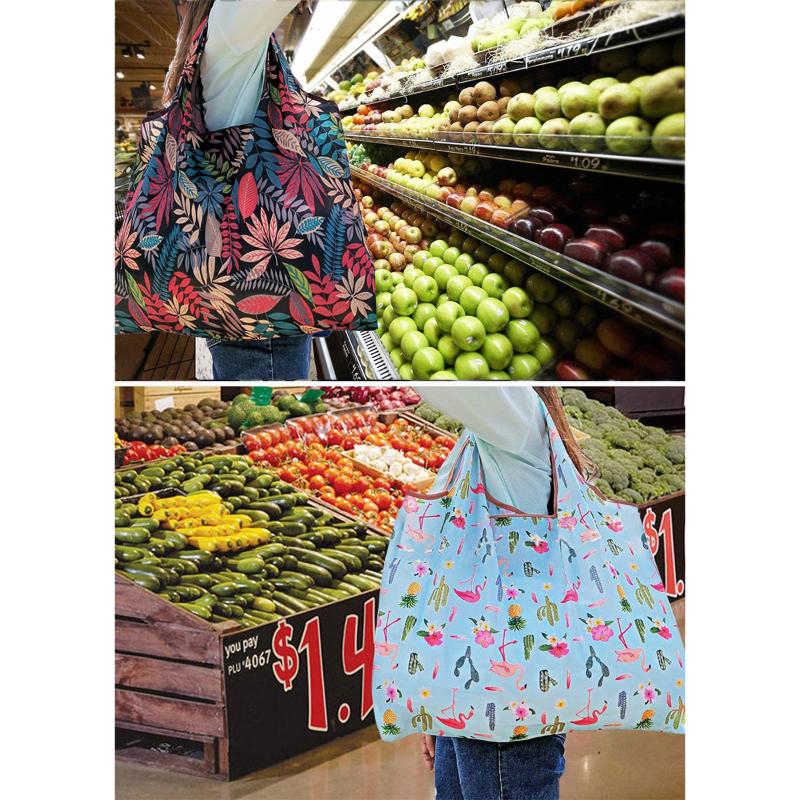 

Big Size Thick Magic style Nylon Large Tote ECO Reusable Polyester Portable Shoulder Handbag Folding Pouch Shopping Bag Foldable