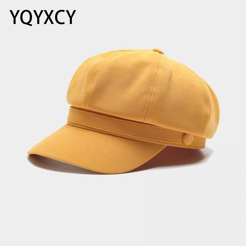 

Octagonal Hat Women Beret Solid Color Cotton Newsboy Cap Hat Female Vintage Fashion Painter Cap Casquette Gorros Ladies, Beige