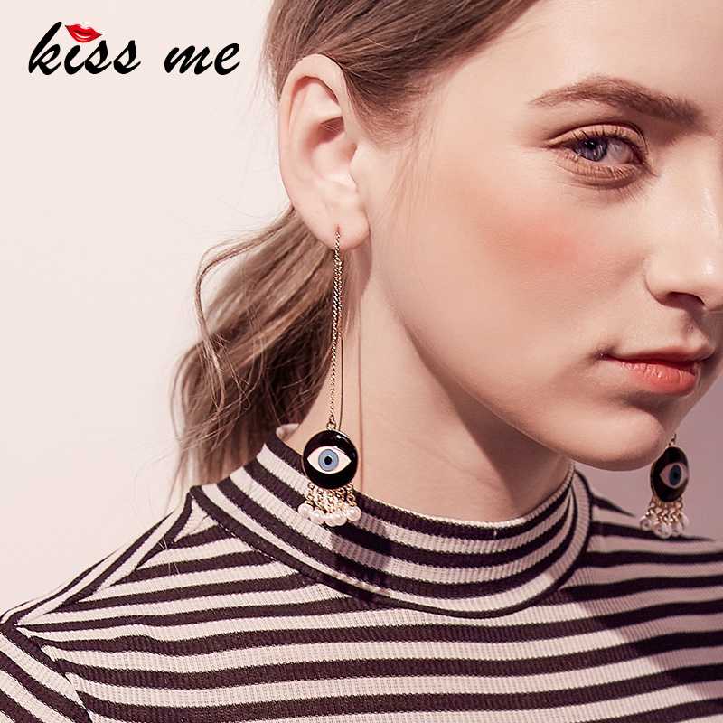 

KISS ME Cute Fashion Enamel Eyes Drop Earrings New Arrival Antique Gold Color Long Earrings Women Jewelry