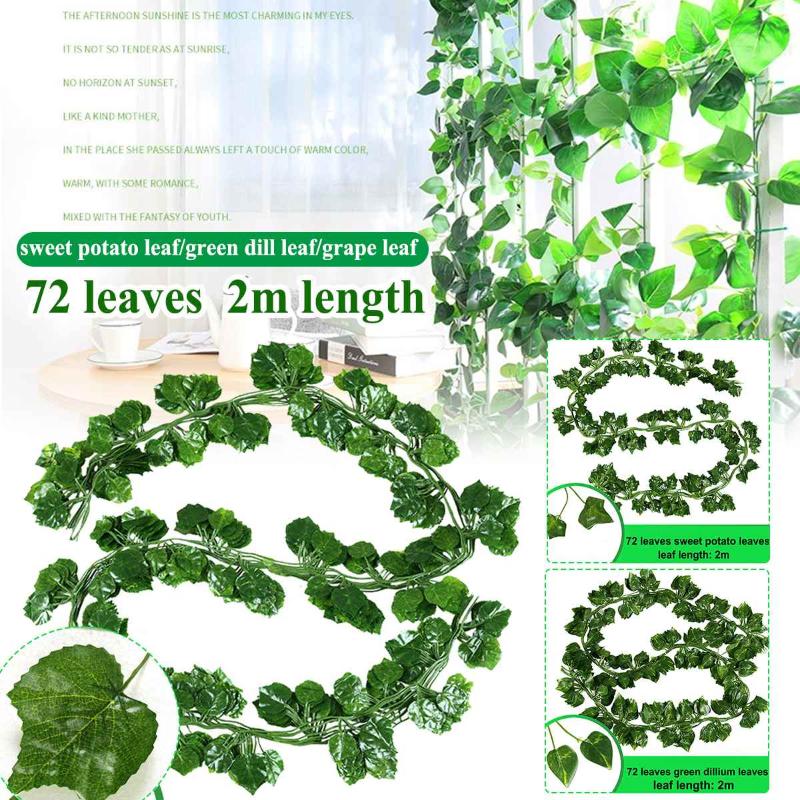 

2meters Artificial Decoration Hanging Ivy Leaves Garland Plants Vine Fake Foliage Flowers For Home Garden Decoration Party Decor, Sweet potato leaf
