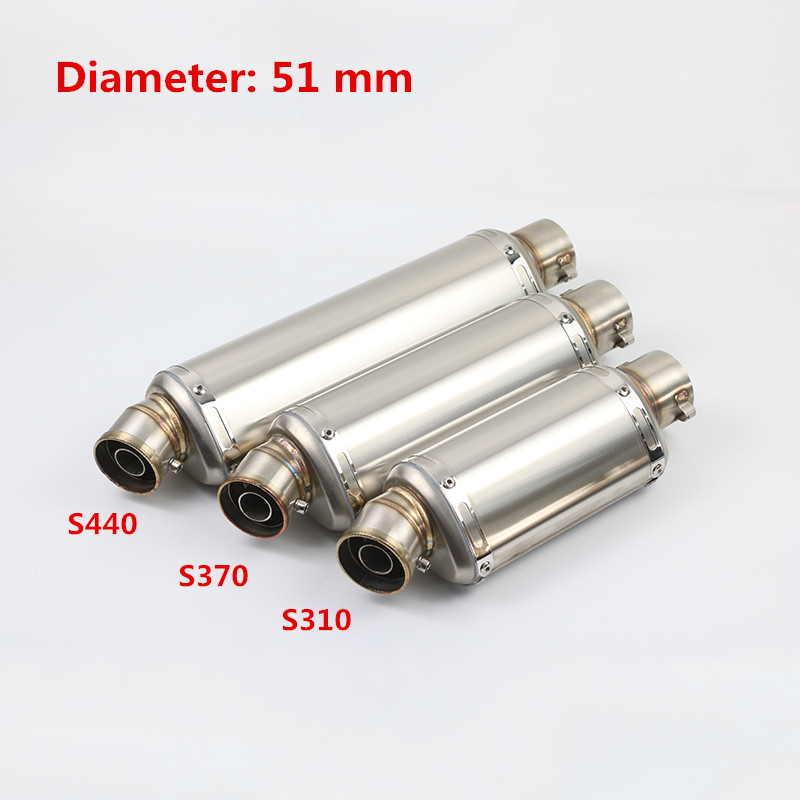 

310mm 370mm 440mm Universal Stainless Steel Exhaust Muffler Pipe With DB Killer Silp On 38-51mm Motorcycle