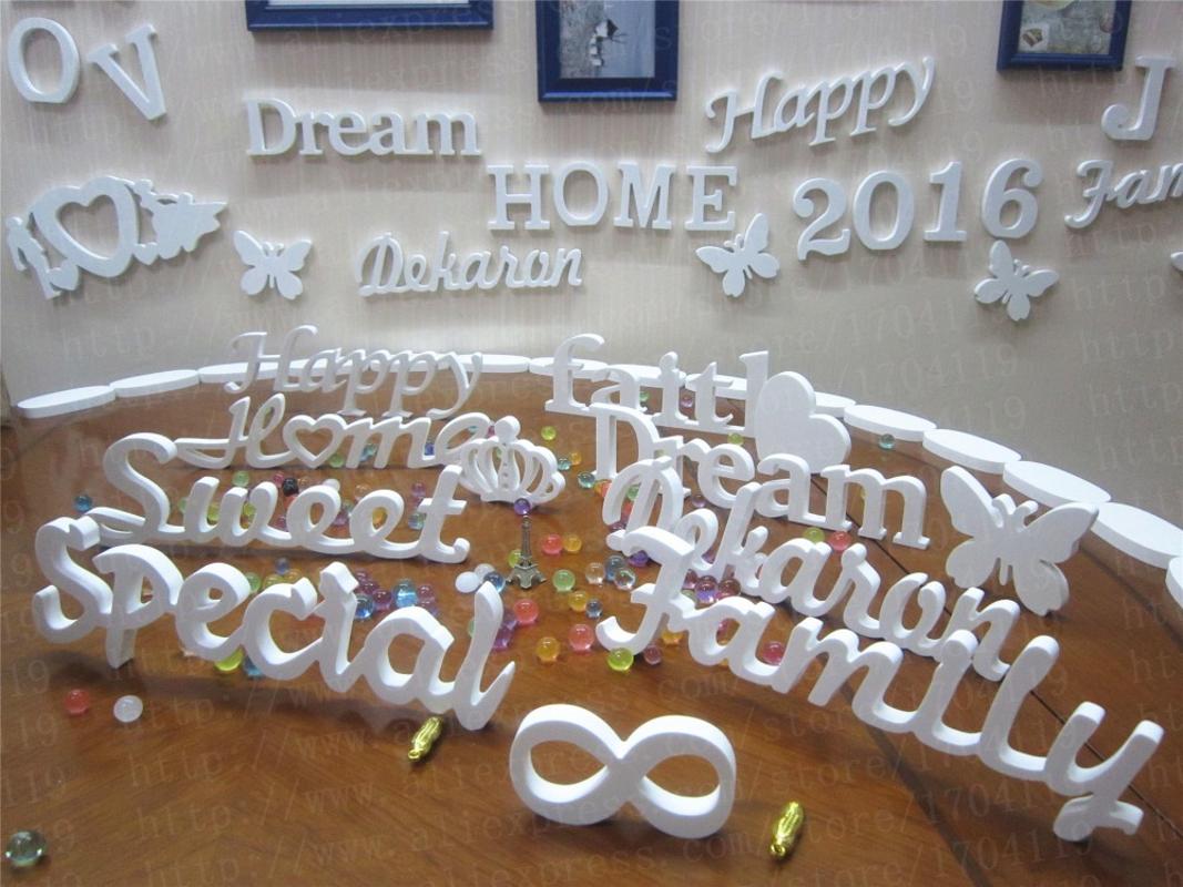 

Newest Wall decoration Artificial wood letters wedding decoration conjoined Letter DIY heart shape butterfly crown Diamond ring