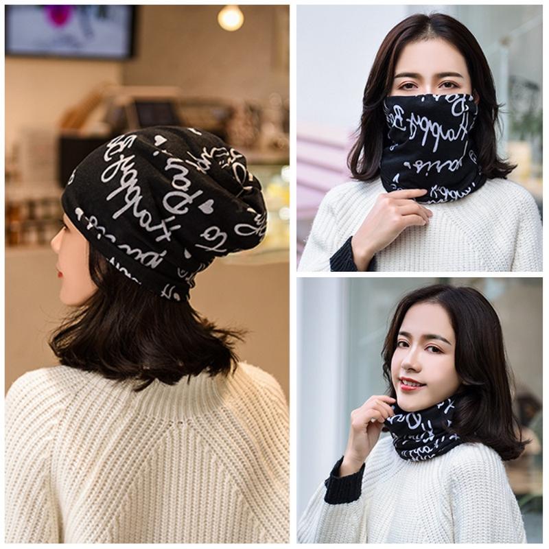 

Women Skullies Multifunctional Hat for Female Scarf Face Protection Woolen Floral Print Breathable Soft and Loose, Pattern 5