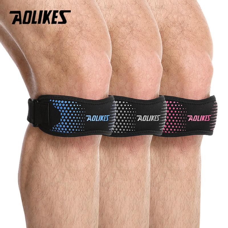 

AOLIKES Adjustable Patella Knee Tendon Strap Protector Guard Support Pad Belted Sports Knee Brace Black Keen pads Outdoor, Blue