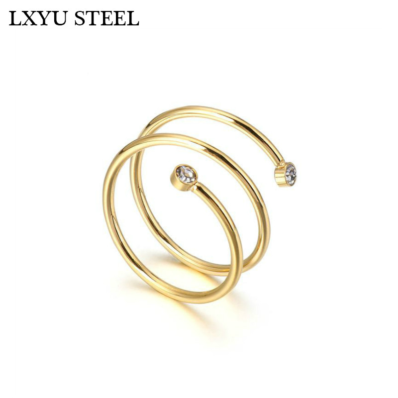 

Stainless Steel Dubai Gold Multi-Layered Rings Women Cubic Zirconia Minimalist Finger Midi Rings Femme Jewelry