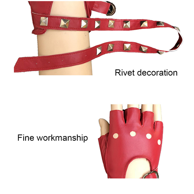 

1 Pair Half Finger PU Leather Gloves Rock Punk Style Rivet Fingerless Motorcycle Gloves PR Sale