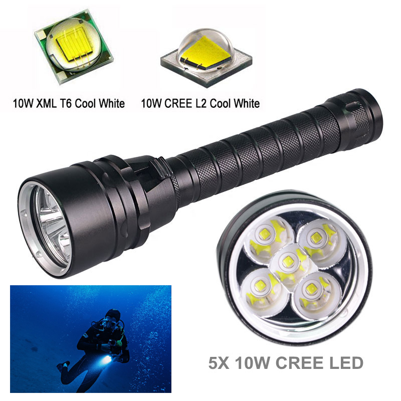 

Flashlights Torches GM Professional Powerful 10W LED Diving Light Cree T6 5 Waterproof IP68 Torch For Underwater 80m