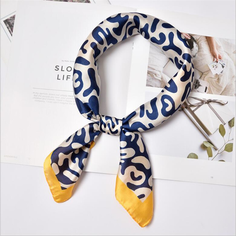 

New 70x70cm Women Multifunction Polyester Silk Scarf Sexy Leopard Printed Satin Small Square Wraps Scarves Shawl Shawls Headband