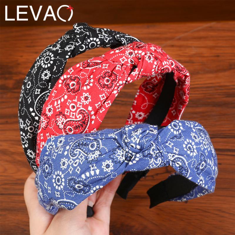 

Levao Female Knotted Hairband Flower Printing Headband Head Bezel Bands Headwear Amoeba Hair Hoop for Women Hair Accessories