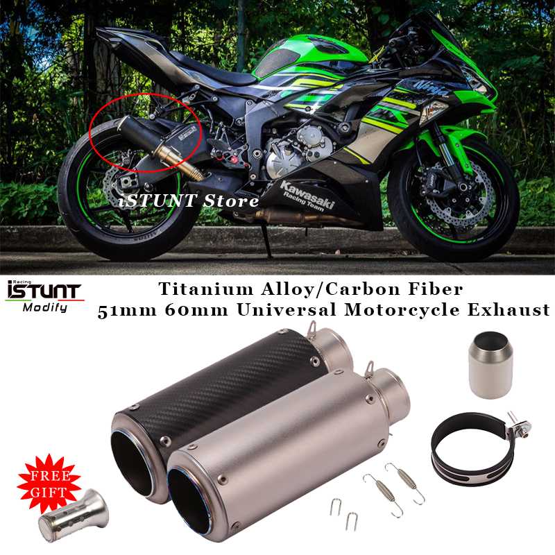 

51mm 60mm Universal Motorcycle Exhaust Pipe Muffler GP project Escape moto Titanium Alloy Carbon Fiber