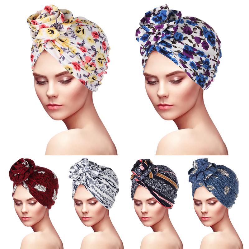 

Fashion Adjustable Flower Pattern Muslim Turban Cancer Head Scarf Chemo Hair Loss Hat Headwear Bandana Chemo Pirate Cap