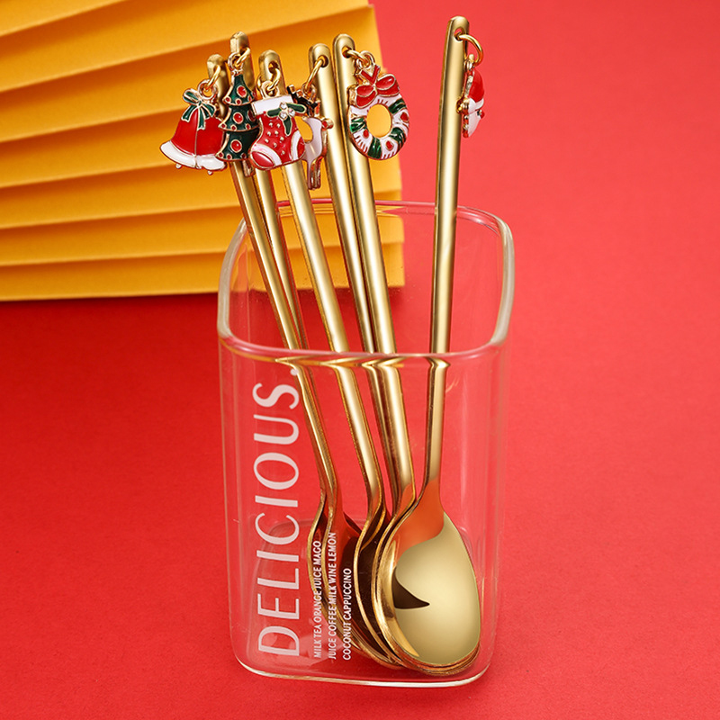 

2020 New Coffee Spoon Creative Christmas Spoon Stainless Steel Mixing Bar Holiday Western Tableware