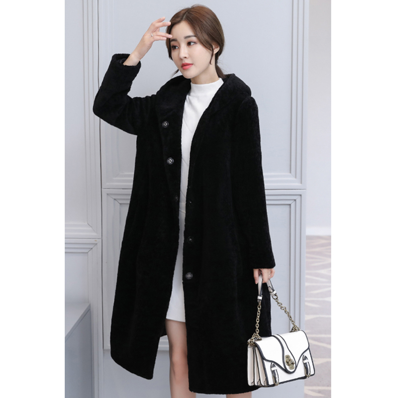

2020 New Fashion Long Fur Coats Women Hooded Artificial Fur Coat Thick Warm Winter Coat Faux Outerwear winter women, Black
