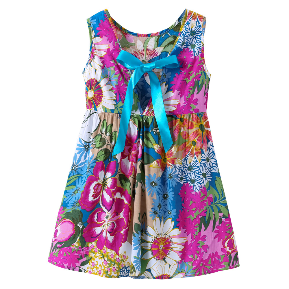 

Kids Dresses for Girls 2020 Summer Children Sleeveless Eleagnt Princess Dress Clothes 1-7 Years Girl Flower Printed Dress, Yy0008-b