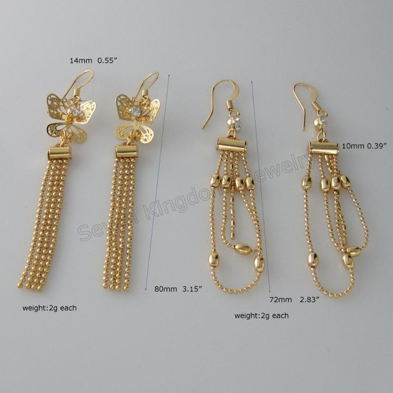 

MIN ORDER 10$/Can Mix Design/ 2 STYLES NEW DANGLE - YELLOW GOLD GP FILLED ZIRCON STONE BUTTERLFY / BEAD CHARM DANGLER EARRING