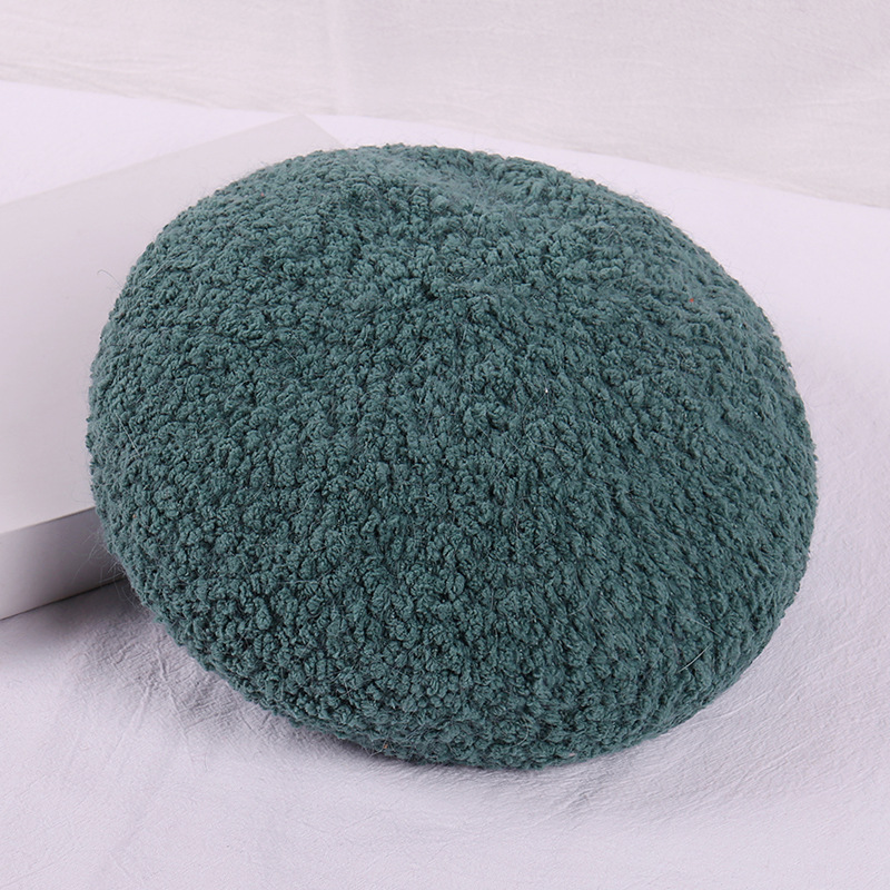 

Hat Female New Style for Autumn and Winter Solid Color Style Plush Beret Korean Fashion Cute Hipster Artistic Painter Cap