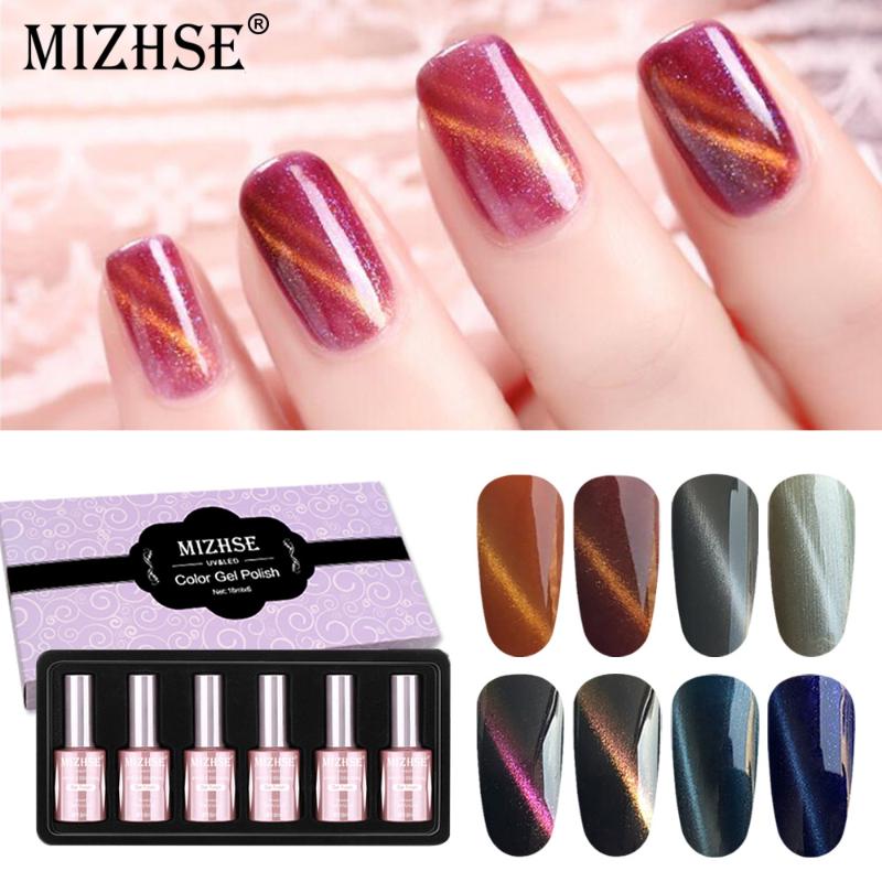 

MIZHSE 5D Cat Eye UV Gel Nail Polish Set Glitter Magnetic Gel Fire Red Cat Eyes Effect Nail Art Soak Off UV Polish Varnish, Mc-m02