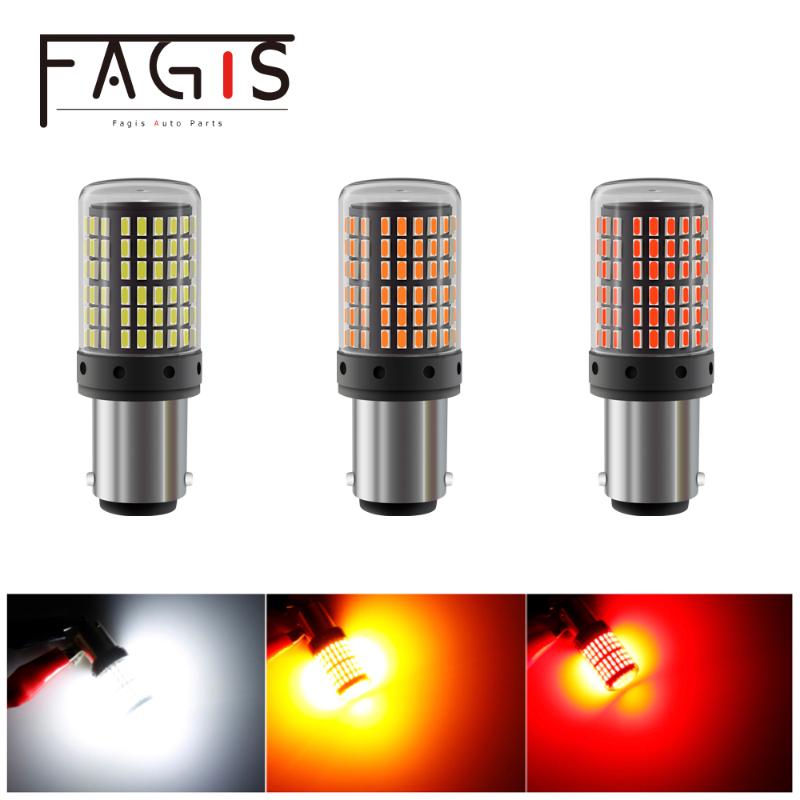 

Fagis 1Pcs 3014 144smd Canbus S25 1156 1157 BA15S P21W LED BAY15D lamp T20 7440 W21W W21/5W Turn Signal Light Tail Brake Bulb, As pic