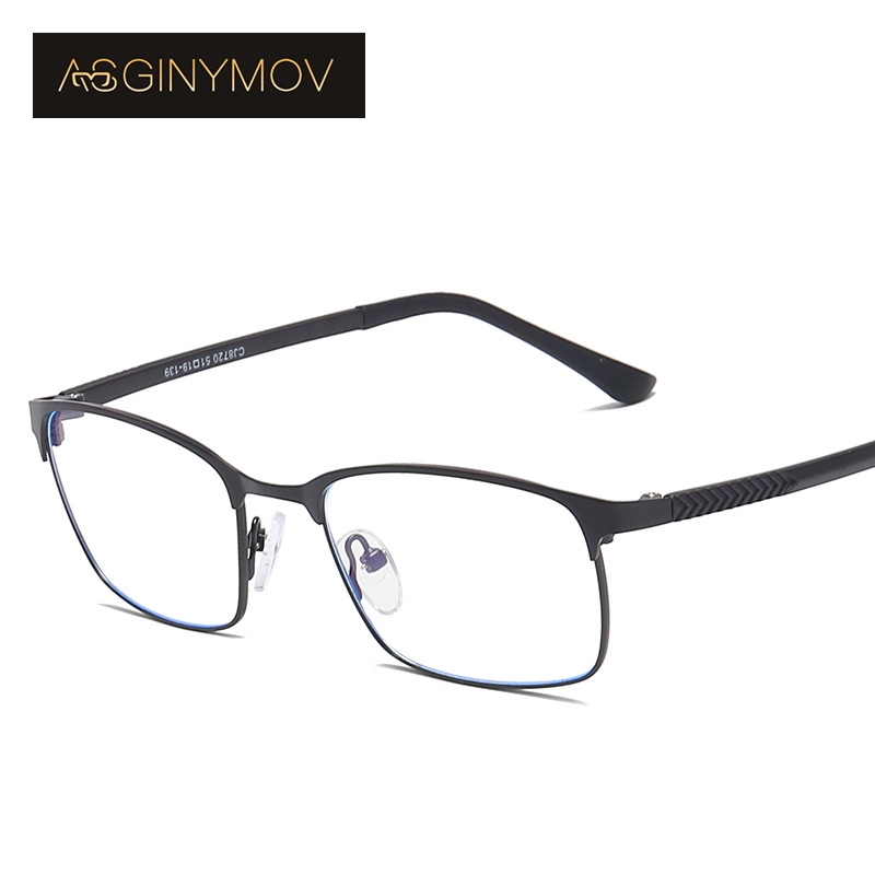 

AS GINYMOV Metal Anti-Blue Light Glasses for Men Optical Myopia Spectacle Frame Flexible Temples TR90 Glasses Legs Male Eyewear
