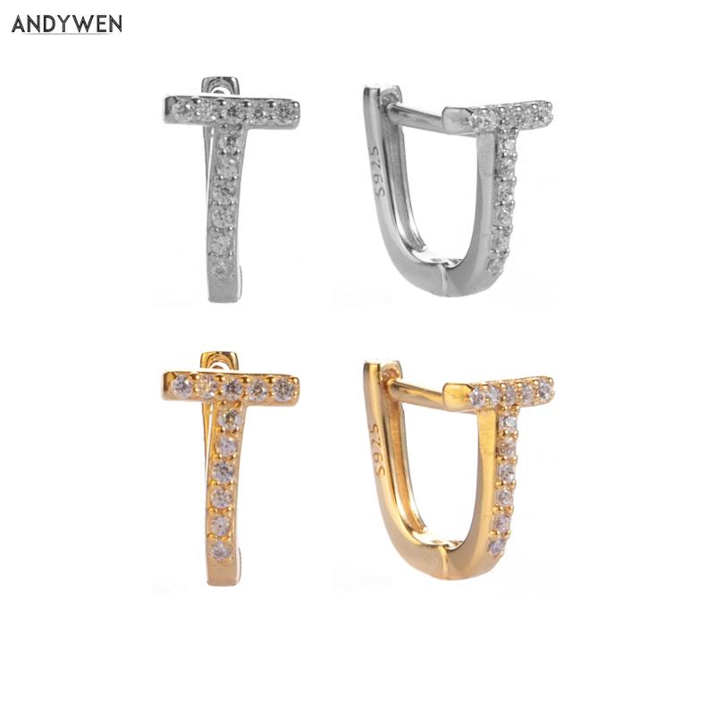 

ANDYWEN 925 Sterling Silver Ovals Crystal Hoops Huggies Rock Punk Piercing Pendiente Women Luxury Simple Ear Jewelry For Gift