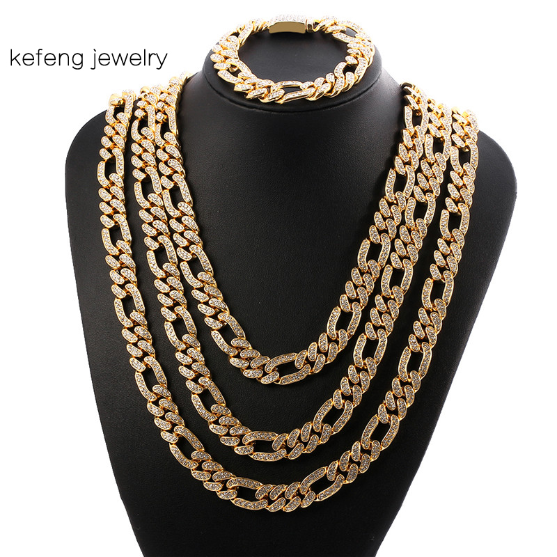 

Goth Prong Cuban Link Chains Necklace Fashion Hiphop Jewelry 2 Row Rhinestones Iced Out Necklaces For Men Choker Collar Jewelry