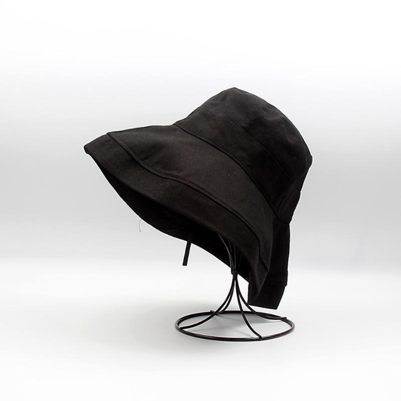 

Summer big brim sun hat female sunscreen sun hat Japanese wild fisherman solid color female, Black