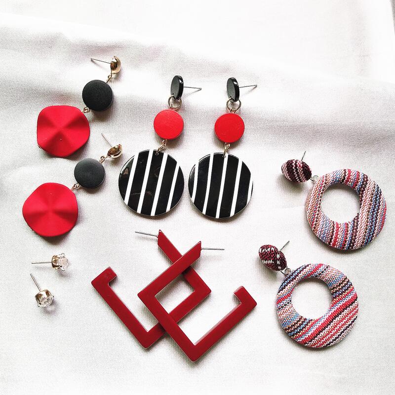 

Charm Statement Dangle Earrings Fashion Jewelry Big Hanging Drop Earrings Set Party Jewelry Gift Korean Round For Women